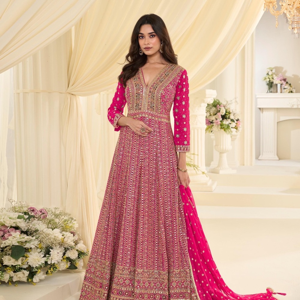 Chic Pink Embroidered Maxi Dress